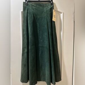 Positano Pelle Genuine Leather Skirt • Green • Size Small